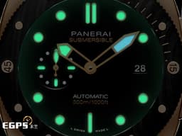 PANERAI 沛納海 Submersible PAM1164 三日鍊 玫瑰金 <font color="#FFE6D9">複合式材質錶殼</font> <font color="#FF0000">Goldtech玫瑰金材質、黑色陶瓷錶圈，小沛潛水錶款稀有的適合亞州人手腕的44mm黃金尺寸，2022年保單</font> 自動上鍊 44mm