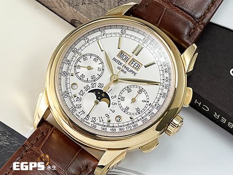 Patek philippe 百達翡麗 PP錶 超複雜功能時計系列 5270J-001 18K黃金材質 瑩白色面盤  經典複雜功能錶款 萬年曆腕錶，月相盈虧顯示，計時功能&nbsp;2022年保單 新錶訂價：6,844,000元&nbsp;手上鍊 41mm