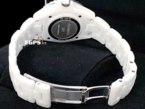 CHANEL 香奈兒 J12 White Ceramic H5703 白陶瓷 原廠鑽石時標 經典 2025年保單 專利不鏽鋼蝴蝶扣  石英機芯 33mm
