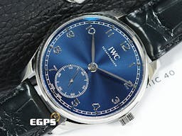 IWC 萬國 Protuguese 40 葡萄牙系列 IW358305 經典 小秒針 <font color=#2828FF>藍色面盤</font> 不鏽鋼 <font color=#FF0000>2024年保單</font> 自動上鍊 40.4mm