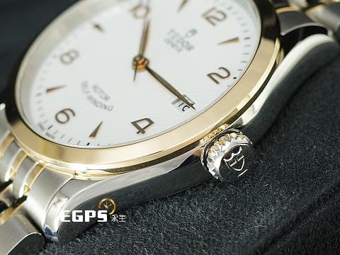TUDOR 帝舵 1926系列 91451-0009 大三針 白色浮雕面盤 玫瑰金 半金款 2025年保卡&nbsp;自動上鍊 36mm