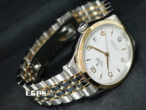 TUDOR 帝舵 1926系列 91451-0009 大三針 白色浮雕面盤 玫瑰金 半金款 2025年保卡&nbsp;自動上鍊 36mm