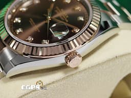 ROLEX 勞力士 Datejust DJ41 126331G 不鏽鋼&18K玫瑰金材質 半金款 <font color=#FF0000> 2020年新式綠卡 </font> <font color=#fdc781>巧克力色面盤 原廠鑲嵌鑽石時標</font> 自動上鏈 41mm