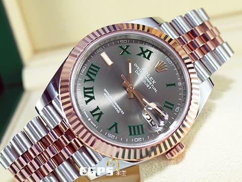 ROLEX 勞力士 Datejust 41 蠔式日誌型 126331 綠羅馬時標面盤 半金款 永恆玫瑰金 DJ41 經典三角坑紋錶圈 2026年保卡 紀念型（Jubilee）五銖錶帶 自動上鍊 41mm