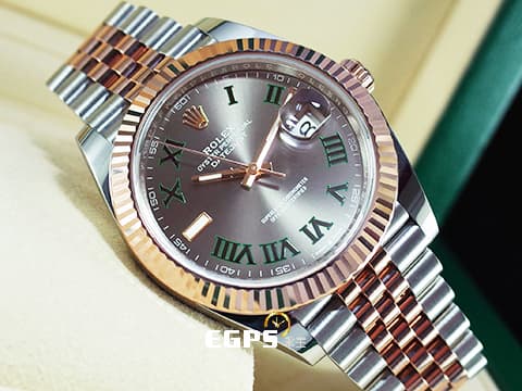 ROLEX 勞力士 Datejust 41 蠔式日誌型 126331 綠羅馬時標面盤 半金款 永恆玫瑰金 DJ41 經典三角坑紋錶圈 2024年保卡 紀念型（Jubilee）五銖錶帶 自動上鍊 41mm