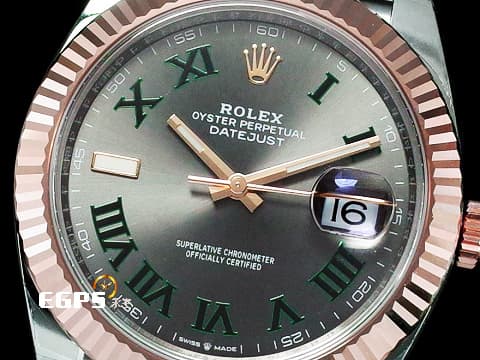 ROLEX 勞力士 Datejust 41 蠔式日誌型 126331 綠羅馬時標面盤 半金款 永恆玫瑰金 DJ41 經典三角坑紋錶圈 2024年保卡 紀念型（Jubilee）五銖錶帶 自動上鍊 41mm