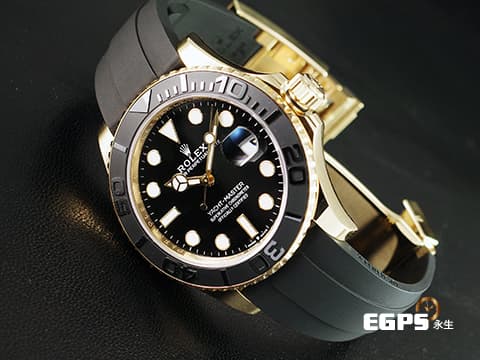 ROLEX 勞力士 Yacht-Master 226658 遊艇名仕  42mm橡膠錶帶黃K金款遊艇，閃耀華貴，大重量全18K金質運動錶~ !!BLACK &amp; GOLD!! 雙色黑金搭配~黑色陶瓷錶圈 2024年保卡  此錶歡迎各路錶友以 PP、AP、RM、勞力士 來店交換，本店將以最高價評估～ 42mm