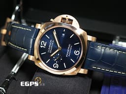 PANERAI 沛納海 Luminor Marina Goldtech Sole Blu PAM1112 <font color="#1d61aa">經典三明治夜光 藍色太陽紋面盤</font> Goldtech金材質 玫瑰金 PAM01112 三日鍊 小秒針 <font color="#ff0000">2026年保單</font> 自動上鍊 44mm