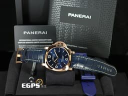 PANERAI 沛納海 Luminor Marina Goldtech Sole Blu PAM1112 <font color="#1d61aa">經典三明治夜光 藍色太陽紋面盤</font> Goldtech金材質 玫瑰金 PAM01112 三日鍊 小秒針 <font color="#ff0000">2026年保單</font> 自動上鍊 44mm