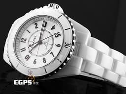 CHANEL 香奈兒 J12 Caliber 12.2系列 White Ceramic H5699 <font color=#F0F0F0>白陶瓷</font> 經典 大三針 專利不鏽鋼蝴蝶扣 <font color=#FF0000>新機芯 透明錶背 2025年保單</font> 自動上鍊 33mm