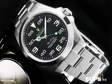 ROLEX 勞力士 Oyster Perpetual 蠔式 Air-King 126900 空中霸王 綠色秒針、ROLEX品牌銘刻 大三針 黃色皇冠 不鏽鋼 新款3230機芯 2024年保單 自動上鍊 40mm