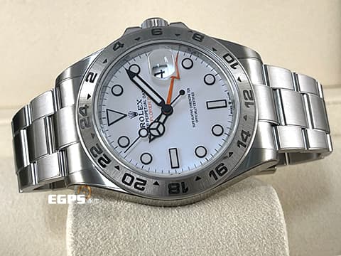 ROLEX 勞力士 Explorer II 蠔式 探險家二號 226570 白色面盤 探二 橘色兩地時間指針 GMT 不鏽鋼 新式3285機芯 2021年保卡 錶友蒐藏未使用品&nbsp;自動上鍊 42mm