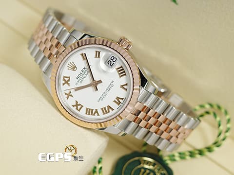ROLEX 勞力士 Datejust 31 蠔式日誌型 278271&nbsp;18K永恆玫瑰金&amp;不鏽鋼材質 半金款 白色面盤 搭配 玫瑰金羅馬數字時標&nbsp;2025年保卡 自動上鏈 31mm