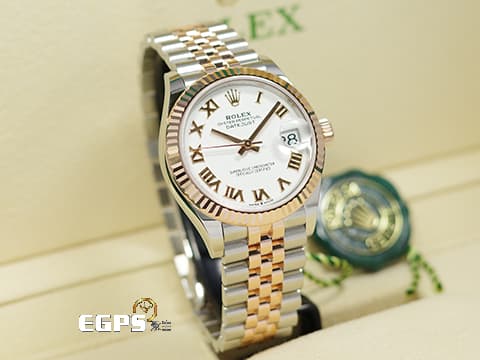 ROLEX 勞力士 Datejust 31 蠔式日誌型 278271&nbsp;18K永恆玫瑰金&amp;不鏽鋼材質 半金款 白色面盤 搭配 玫瑰金羅馬數字時標&nbsp;2025年保卡 自動上鏈 31mm