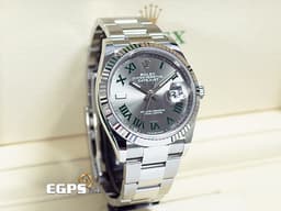 ROLEX 勞力士 Datejust 36 蠔式日誌型 126234 <font color="#8a8a8a">石板灰色面盤</font>搭配<font color="#095e03">綠色羅馬時標 溫布頓</font> 不鏽鋼 DJ36 經典三角坑紋錶圈 <font color="#ff0000">2025年保卡 蠔式（Oyster）三節錶帶</font> 自動上鍊 36mm