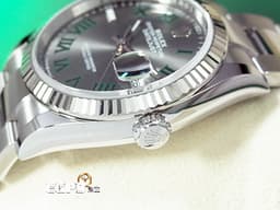 ROLEX 勞力士 Datejust 36 蠔式日誌型 126234 <font color="#8a8a8a">石板灰色面盤</font>搭配<font color="#095e03">綠色羅馬時標 溫布頓</font> 不鏽鋼 DJ36 經典三角坑紋錶圈 <font color="#ff0000">2025年保卡 蠔式（Oyster）三節錶帶</font> 自動上鍊 36mm