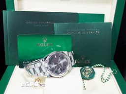ROLEX 勞力士 Datejust 36 蠔式日誌型 126234 <font color="#8a8a8a">石板灰色面盤</font>搭配<font color="#095e03">綠色羅馬時標 溫布頓</font> 不鏽鋼 DJ36 經典三角坑紋錶圈 <font color="#ff0000">2025年保卡 蠔式（Oyster）三節錶帶</font> 自動上鍊 36mm