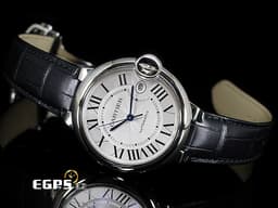 CARTIER 卡地亞 BALLON BLEU DE CARTIER 藍氣球 WSBB0039 不鏽鋼材質&nbsp;<font color="#05f0f0">鍍銀雕紋錶盤 藍鋼劍形指針</font>&nbsp;<font color="#FF0000">2025年保卡</font>&nbsp;皮帶款 自動上鏈 40mm