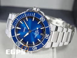 ORIS 豪利時 Aquis Date Calibre 400 時間之海 7763&nbsp;<font color="#1b6b9d">藍水鬼 藍色面盤 陶瓷外圈</font>&nbsp;0140077634135 不鏽鋼 <font color="#ff0000">五日鍊 自製機芯&nbsp;</font><font color="#FF0000">2024年台灣公司貨</font>&nbsp;潛水錶 自動上鍊 43.5mm