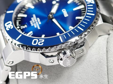 ORIS 豪利時 Aquis Date Calibre 400 時間之海 7763&nbsp;藍水鬼 藍色面盤 陶瓷外圈&nbsp;0140077634135 不鏽鋼 五日鍊 自製機芯&nbsp;2024年台灣公司貨&nbsp;潛水錶 自動上鍊 43.5mm