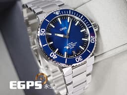 ORIS 豪利時 Aquis Date Calibre 400 時間之海 7763&nbsp;<font color="#1b6b9d">藍水鬼 藍色面盤 陶瓷外圈</font>&nbsp;0140077634135 不鏽鋼 <font color="#ff0000">五日鍊 自製機芯&nbsp;</font><font color="#FF0000">2024年台灣公司貨</font>&nbsp;潛水錶 自動上鍊 43.5mm