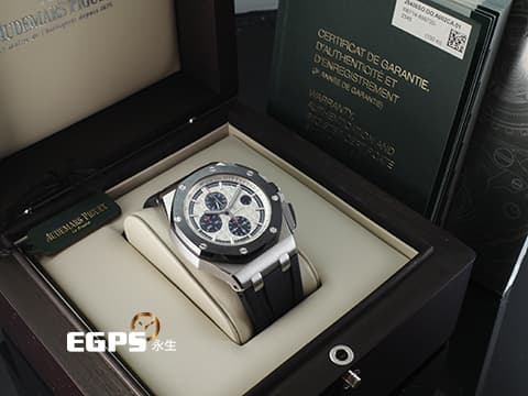 Audemars Piguet 愛彼 AP Royal Oak Offshore 皇家橡樹 離岸型 26400SO.OO.A002CA.01 不鏽鋼材質 計時碼表 黑色陶瓷框 經典 白熊貓&nbsp;已貼膜 自動上鏈 44mm