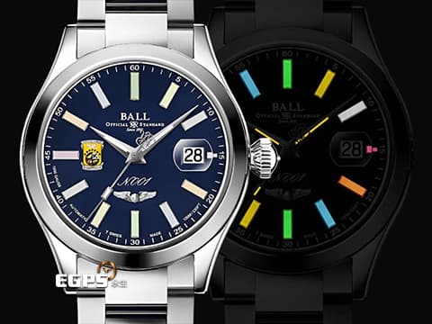 BALL WATCH  波爾錶 Engineer Master II NM3000C-S1-BER&nbsp;藍色陶瓷錶圈 自體發光微型氣燈&nbsp;6種彩虹配色氣燈 2023年保卡 限量999支 附 B-25轟炸機 模型&nbsp;潛水錶 自動上鏈 43mm
