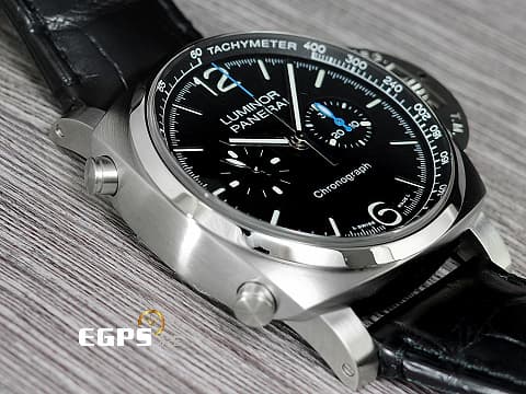 PANERAI 沛納海 Luminor Chrono PAM1109 計時碼表 經典夜光三明治面盤 PAM01109 不鏽鋼材質&nbsp;2025年保卡&nbsp;自動上鍊 44mm