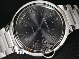 CARTIER 卡地亞 Ballon Bleu de Cartier 經典 最新款 藍氣球 WSBB0060 大型 不鏽鋼材質 <font color=#FFFF00>深灰色磨砂陽光射線紋飾錶盤</font> <font color=#FF0000> 2024年保卡 </font> 自動上鍊 40mm