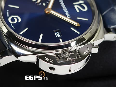 PANERAI 沛納海 Luminor Due PAM1274 三日鍊 小秒針 藍色太陽放射紋三明治面盤 金色指針 PAM01274 2022年保單 新式快拆錶帶 自動上鍊 42mm