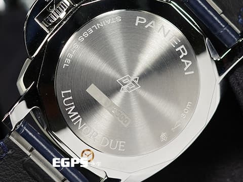 PANERAI 沛納海 Luminor Due PAM1274 三日鍊 小秒針 藍色太陽放射紋三明治面盤 金色指針 PAM01274 2022年保單 新式快拆錶帶 自動上鍊 42mm