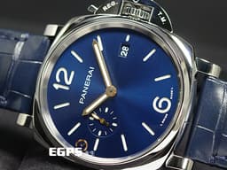 PANERAI 沛納海 Luminor Due PAM1274 三日鍊 小秒針 <font color=#0080FF>藍色太陽放射紋三明治面盤</font> 金色指針 PAM01274 <font color=#FF0000>2022年保單 新式快拆錶帶</font> 自動上鍊 42mm