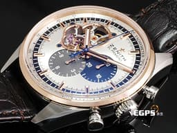 ZENITH 真力時 EL PRIMERO 51.2080.4061/69.C494 18K玫瑰金材質 半金款&nbsp;<font color="#05f0f0">三色計時盤 鏤空偏心面盤</font>&nbsp;<font color="#ff0000">2022年保卡 台灣公司貨</font> 自動上鍊 42mm