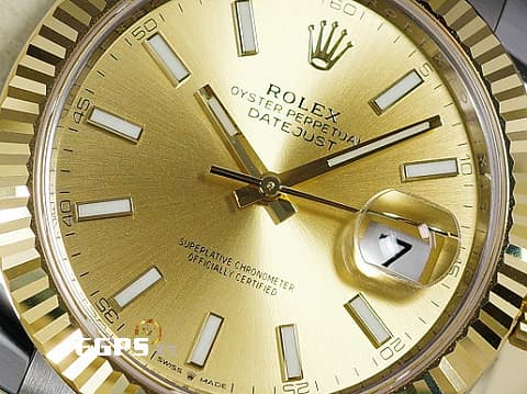 ROLEX 勞力士 DateJust 41 蠔式日誌型 126333 皇帝金面盤 18K黃金 半金款 DJ41 經典三角坑紋錶圈 2021年新式綠卡 蠔式（Oyster）三節錶帶 自動上鍊 41mm