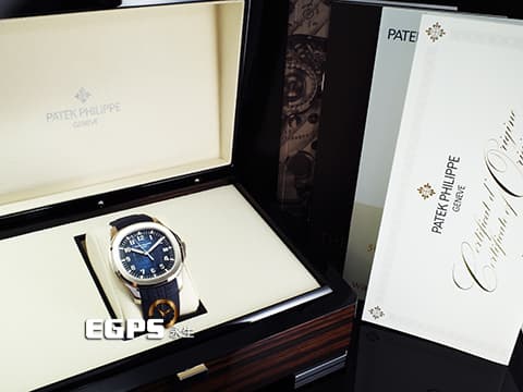 Patek Philippe 百達翡麗 PP Aquanaut Jumbo 海底探險家 5168G-001 18K白金材質 午夜藍色漸層壓花面盤&nbsp;2024年保單 新款按動式摺疊帶扣 已貼膜 自動上鏈&nbsp;42mm