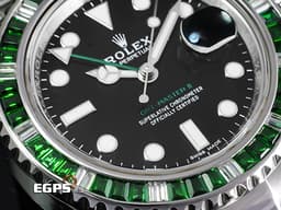 ROLEX 勞力士  GMT-Master II 116710LN 格林威治型 GMT 116710 兩地時區 <font color=#FF0000>精鑲鑽石框錶耳 <font color=#77FF00>精鑲綠寶石錶 綠色GMT指針</font></font> 自動上鍊 40mm