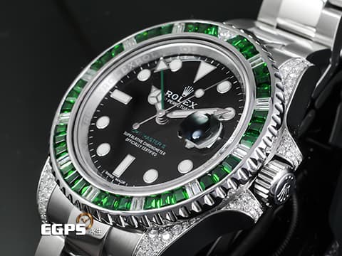 ROLEX 勞力士  GMT-Master II 116710LN 格林威治型 GMT 兩地時區 精鑲鑽石框錶耳  精鑲綠寶石錶 綠色GMT指針 自動上鍊 40mm