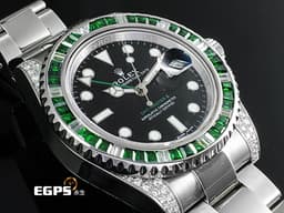 ROLEX 勞力士  GMT-Master II 116710LN 格林威治型 GMT 兩地時區 <font color=#FF0000>精鑲鑽石框錶耳  <font color=#77FF00>精鑲綠寶石錶 綠色GMT指針</font></font> 自動上鍊 40mm