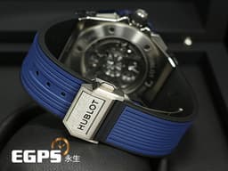 HUBLOT 宇舶 Big Bang 大爆炸 Unico GMT 三日鍊 兩地時間 471.NL.7112.RX 鈦金屬材質&nbsp;<font color="#05f0f0">藍色陶瓷錶圈&nbsp;鏤空面盤</font> <font color="#FF0000">2021年保卡</font>&nbsp;自動上鍊 45mm