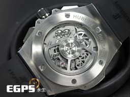 HUBLOT 宇舶 Big Bang 大爆炸 Unico GMT 三日鍊 兩地時間 471.NL.7112.RX 鈦金屬材質&nbsp;<font color="#05f0f0">藍色陶瓷錶圈&nbsp;鏤空面盤</font> <font color="#FF0000">2021年保卡</font>&nbsp;自動上鍊 45mm