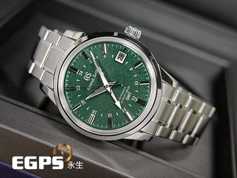 GRAND SEIKO 特級精工 GS 精工 Elegance Collection 節氣系列 Hi-beat GMT SBGJ251 高振頻 兩地時區 錶盤設計源自 二十四節氣「春分」，春分時節，春天再度來臨，山櫻紛紛綻放，綠色面盤和玫瑰金的配色完美捎來春天的信息 不鏽鋼 2024年保單 自動上鍊 40mm