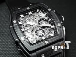 Hublot 宇舶 Spirit Of Big Bang Black Magic 42 大爆炸 靈魂系列 642.CI.0170.RX <font color="#ff00ff">黑色魔力 黑陶瓷 鈦金屬 </font> 計時碼表 酒桶型 鏤空面盤 <font color="#ff0000">2025年電子保單 僅試戴極新品</font> 自動上鍊 42mm