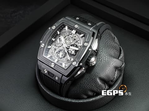 Hublot 宇舶 Spirit Of Big Bang Black Magic 42 大爆炸 靈魂系列 642.CI.0170.RX 黑色魔力 黑陶瓷 鈦金屬 計時碼表 酒桶型 鏤空面盤 2024年電子保單 自動上鍊 42mm