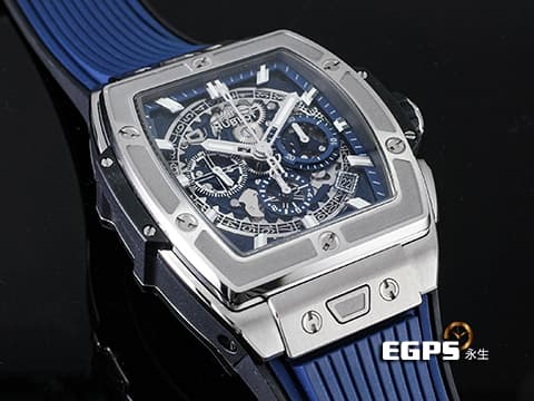 Hublot 宇舶 Spirit of Big Bang Titanium Blue 大爆炸 靈魂系列 642.NX.7170.RX 藍色鏤空面盤 鈦金屬 計時碼表 2025年電子保單 自動上鍊 42mm