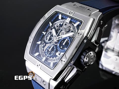 Hublot 宇舶 Spirit of Big Bang Titanium Blue 大爆炸 靈魂系列 642.NX.7170.RX 藍色鏤空面盤 鈦金屬 計時碼表 2024年電子保單 自動上鍊 42mm