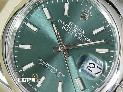ROLEX 勞力士 Datejust 36 蠔式日誌型 126200 薄荷綠色面盤 DJ36 經典 不鏽鋼 2025年保卡 蠔式（Oyster）三節錶帶 自動上鍊 36mm