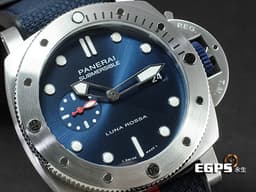 PANERAI 沛納海 Submersible QuarantaQuattro Luna Rossa PAM01391 潛水錶<font color="#567594">藍色太陽紋面盤 藍色尼龍橡膠錶帶 </font><font color="#FF0000">沛納海P9000自製機芯 小秒盤 2022年保單 台灣公司貨 專賣店限量款 PAM1391</font>自動上鍊 44mm