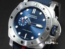 PANERAI 沛納海 Submersible QuarantaQuattro Luna Rossa PAM01391 潛水錶<font color="#567594">藍色太陽紋面盤 藍色尼龍橡膠錶帶 </font><font color="#FF0000">沛納海P9000自製機芯 小秒盤 2022年保單 台灣公司貨 專賣店限量款 PAM1391</font>自動上鍊 44mm