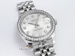 ROLEX 勞力士 Datejust 178384-63160 不鏽鋼材質&nbsp;<font color="#05f0f0">原廠鑲鑽錶圈 原廠鑽石時標 銀灰色面盤</font> 自動上鍊 亂碼字頭 31mm