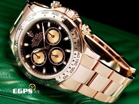 ROLEX 勞力士 Cosmograph Daytona 宇宙計時型 迪通拿 116505 計時碼表 永恆玫瑰金 黑色面盤搭配玫瑰金計時錶盤 2022年新式綠卡 已貼膜&nbsp;賽車錶 自動上鏈 40mm